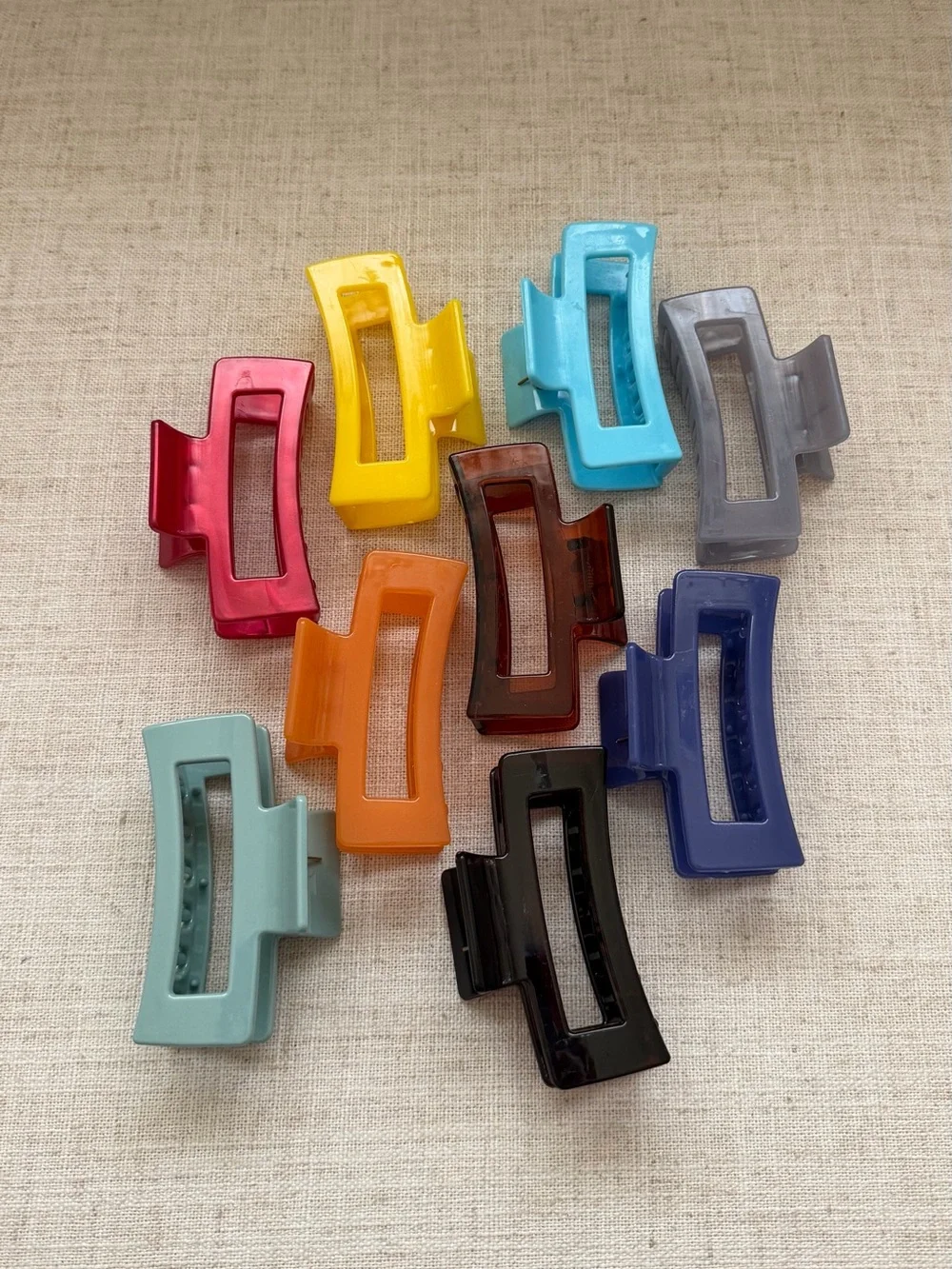 Colorful Rectangle Resin Hair Claw Clip Set